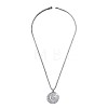 Zinc Alloy Micro Pave Clear Cubic Zirconia Flat Round with Star and Moon Pendant Necklaces FS-WGB5CD2-01-4
