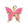 October Breast Cancer Pink Awareness Ribbon Brass Enamel Pendants KK-S517-04B-G-1