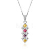 Rhombus 925 Sterling Silver Pave Colourful Cubic Zirconia Pendant Necklaces for Women WGF0FD8-01-2