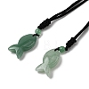 Natural Mixed Stone Fish Pendant Black Nylon Cord Necklaces NJEW-G185-01-6