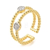 Rack Plating Brass Micro Pave Cubic Zirconia Open Cuff Rings for Women RJEW-M022-28G-1