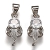 Brass Micro Pave Clear Cubic Zirconia Pendants ZIRC-Z013-12P-1