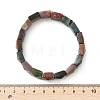Square Natural Indian Agate Beads Stretch Bracelets for Women Men BJEW-C097-06N-5