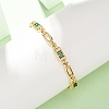 Oval & Paperclip Brass Micro Pave Cubic Zirconia Link Chain Bracelets for Women BJEW-D458-01G-05-4