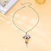 Alloy Enamel Cross Flower Pendant Necklaces for Women WGCE41D-02-1