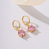 Elegant French Style Brass Pave Clear Cubic Zirconia Flat Round Hoop Earrings KO2254-1-2