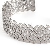 Non-Tarnish 304 Stainless Steel Hollow Leaf Open Cuff Bangles for Women BJEW-K241-03D-P-2