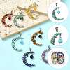 7Pcs Natural & Synthetic Mixed Stone Pendants PALLOY-FS00070-2