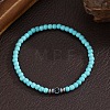 Glass Evil Eye 4MM Dyed Synthetic Turquoise Beaded Stretch Bracelets for Men VE1501-8-1