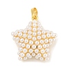 Rack Plating Brass & ABS Plastic Imitation Pearl Pendants X-KK-N255-03C-G-RS-1