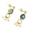 Abalone Shell/Paua Shell & Shell Pearl Beads Dangle Earrings EJEW-JE07327-01-4