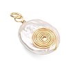 Spiral Copper Wire Wrapped Natural Nucleated Baroque Keshi Pearl Pendants PALLOY-JF05276-03-2