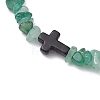 Natural Green Aventurine Chips Stretch Bracelets for Women Men BJEW-JB11341-04-3