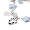 Alloy Heart & Star Charm Bracelet with ABS Plastic Imitation Pearl Beaded for Women BJEW-JB09309-4