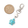 Tortoise & Round Synthetic Turquoise Pendant Decoration HJEW-JM02295-01-3