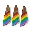 Pride Rainbow Theme Resin & Walnut Wood Pendants WOOD-K012-12B-1