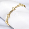 Heart Brass Micro Pave Cubic Zirconia Link Chain Bracelets for Women BJEW-A164-01G-01-3
