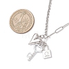 Alloy Crystal Rhinestone Heart Key Lock Pendant 304 Staniless Steel Rolo Chain Paperclip Chain Necklaces for Women NJEW-JN05620-4