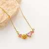 304 Stainless Steel Rose Rhinestone Pendant Necklaces for Women WGA56D1-02-1