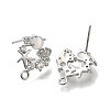 Brass with Cubic Zirconia Stud Earrings Finding KK-Q048-20P-2