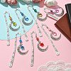 7Pcs Moon Star Resin & Glass Charm Bookmarks AJEW-JK00327-2