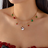 Christmas Alloy Enamel & Rhinestone & Glass Pendant Bib Necklaces FS-WGCF3BB-04-1