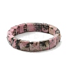 Square Natural Rhodonite Beads Stretch Bracelets for Women Men BJEW-C097-06T-4
