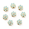 Flower Brass Micro Pave Clear Cubic Zirconia Beads KK-G419-06G-06-1