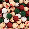 140Pcs 7 Styles Painted Natural Wood European Beads WOOD-TA0001-65-4