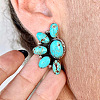 Bohemian Style Flower Alloy & Synthetic Turquoise Stud Earrings FS-WG437DA-01-3