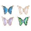 12Pcs Brass Pave Faceted Glass Connector Charms FIND-YW0007-51-1