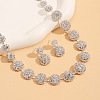 Flat Round Rhinestone Pendant Necklaces & Stud Dangle Earrings Sets WG2D6BD-01-2