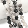 Natural Tourmalinated Quartz/Black Rutilated Quartz Beads Strands G-C267-B02-1