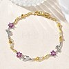 Brass Micro Pave Cubic Zirconia Link Chain Bracelets for Women BJEW-C156-04B-01GP-2