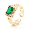 Green Cubic Zirconia Rectangle Cuff Ring KK-D067-35G-RS-1