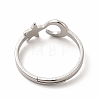 Non-Tarnish 304 Stainless Steel Star and Moon Adjustable Ring for Women RJEW-B027-15P-3