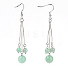 Natural Green Aventurine Dangle Earrings EJEW-JE02813-07-1