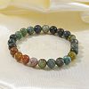 Natural Indian Agate Bead Stretch Bracelets BJEW-K212-B-010-3