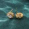 Brass Micro Pave Cubic Zirconia Stud Earrings for Women EJEW-F418-12G-5