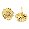 Rack Plating Brass Micro Pave Clear Cubic Zirconia Flower Stud Earrings EJEW-T021-01G-01-2