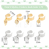 8Pcs 4 Style 304 Stainless Steel Open Cuff Finger Rings with Leaf Charms RJEW-AB00008-3