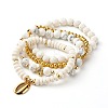 Shell Shape Cubic Zirconia Charm Stretch Bracelets Set for Teen Girl Women BJEW-JB06850-02-1