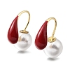 Alloy Enamel & Resin Pearl Clip-on Earrings LS-EJEW-G466-05G-2