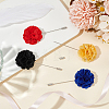 4Pcs 4 Colors Flower Polyester Lapel Pin Brooches for Men JEWB-FG0001-21-5