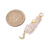 3Pcs 3 Styles Natural Rose Quartz Pointed Copper Wire Wrapped Faceted Bullet Big Pendants PALLOY-JF03572-05-2