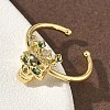Brass Micro Pave Cubic Zirconia Cuff Rings RJEW-G364-03G-02-3