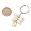 Natural Cowrie Shell Beads with Iron Split Key Rings & Brass Beads Keychain KEYC-JKC01210-3