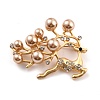 Deer Alloy Brooch with Resin Pearl JEWB-O009-17-1