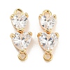 Brass Pave Clear Cubic Zirconia Connector Charms KK-Q789-07G-1