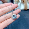 Square Alloy Rhinestone Pendant Necklace & Stud Earring & Finger Ring Sets WG30FCB-01-2